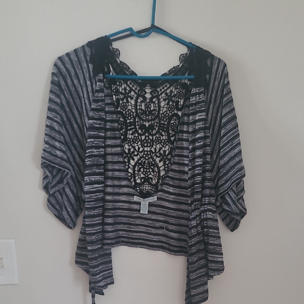 Love By Design Asymmetrical Gray and Black Sweater